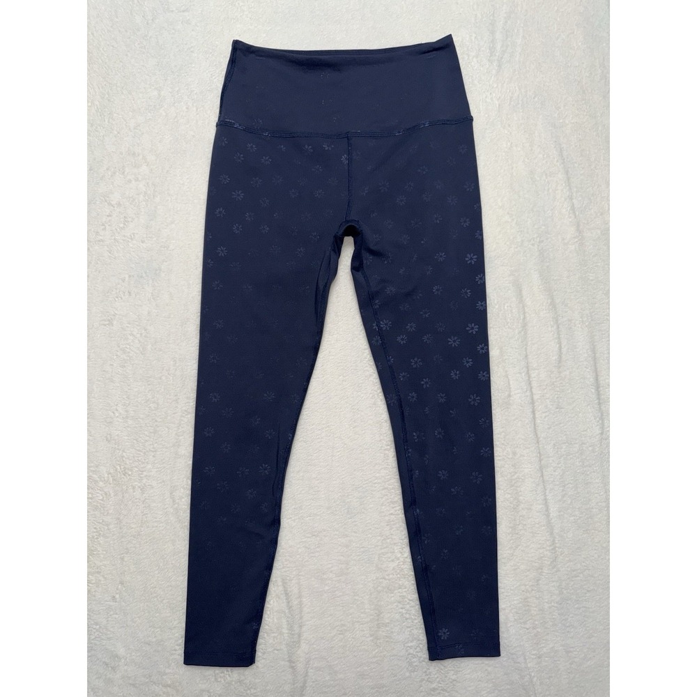 Beyond Yoga Navy Daisy Shimmer Leggings Compression Size Medium